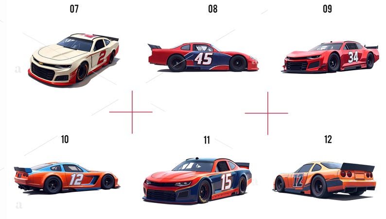 Digital artwork of speeding race car with aerodynamic details
