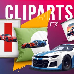Nascar Clipart PNG, Racing Car, Speed Velocity Dreams, Daytona 500 Race Nascar Bundle, Digital Download, Printable Sports Car Graphics