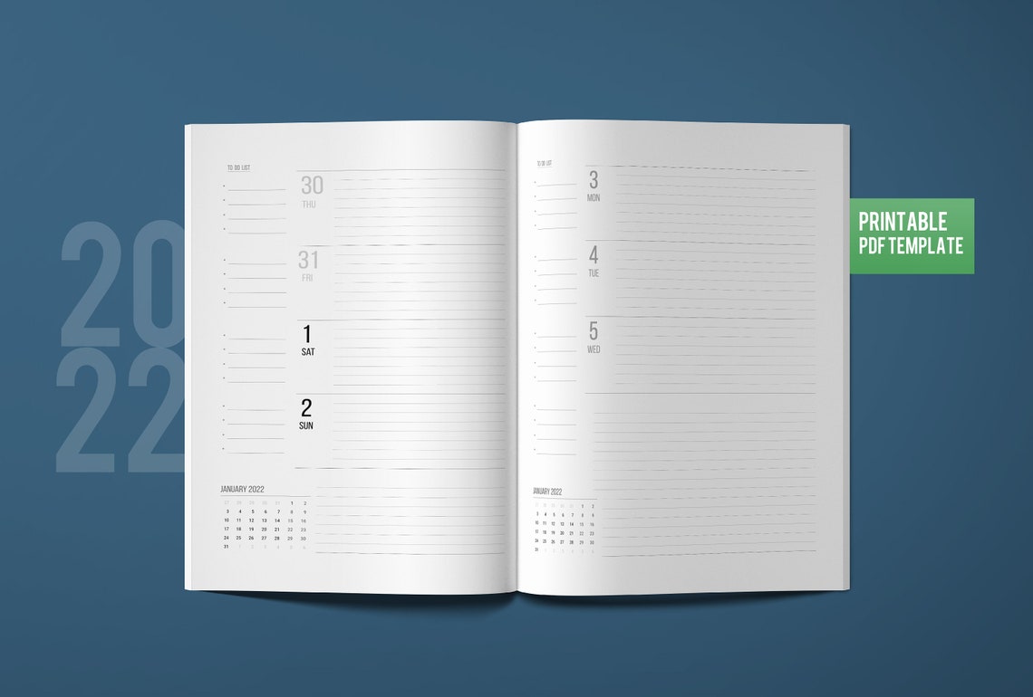 Planner 2022 Calendar KDP Template Amazon 107 Pages With