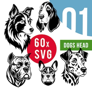 Chien de races Svg, Clipart tête de chien, chien maman Svg, fichier Silhouette patte, fichiers Cricut amoureux des chiens Téléchargement numérique instantané graphique découpé au laser