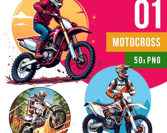 Clipart di motocross PNG, grafica di motociclisti da cross estremi, sfondo trasparente, download digitale di sport