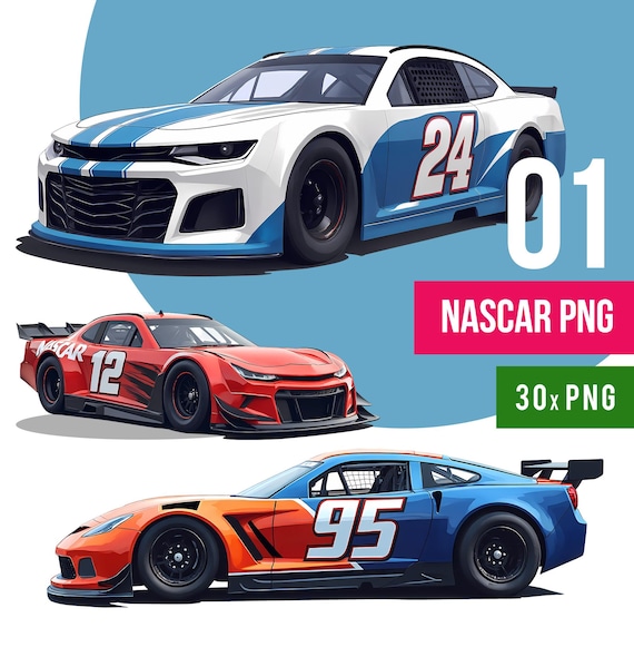 Nascar Racing Car Clipart, Speed Velocity Dreams (30 PNG Digital Download)