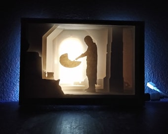 Mandalorian Papercut Light Box | PDF/SVG/DXF files for Handcut/Cricut/Silhouette