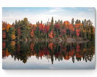 Muskoka Autumn Print, Algonquin Park, Fall Colour Photography, Canada Landscape, Water Reflection Wall Art,  Fine Art Photo & Canvas Option