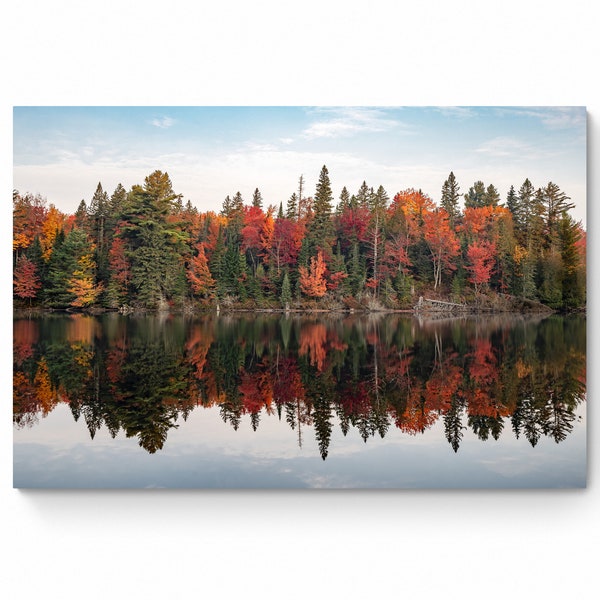 Muskoka Autumn Print, Algonquin Park, Fall Colour Photography, Canada Landscape, Water Reflection Wall Art,  Fine Art Photo & Canvas Option