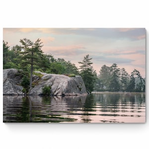 Granite Outcrop Lake Print, Canadian Shield, Picturesque Landscape Photography, Ontario Canada, Fine Art Photo or Canvas Print, Wall Art