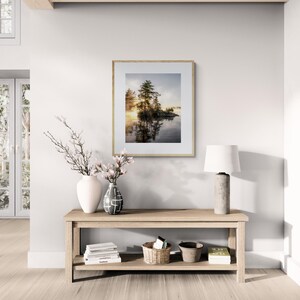 Sunrise Lake Print: Ontario Cottage Country Landscape, Misty Pine Island image 8