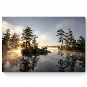 Warm Summer Sunrise, Lake Print, Landscape Image, Cottage Country, Ontario Lakes Scenery;  Wall Art, Fine Art Photo or Canvas Print