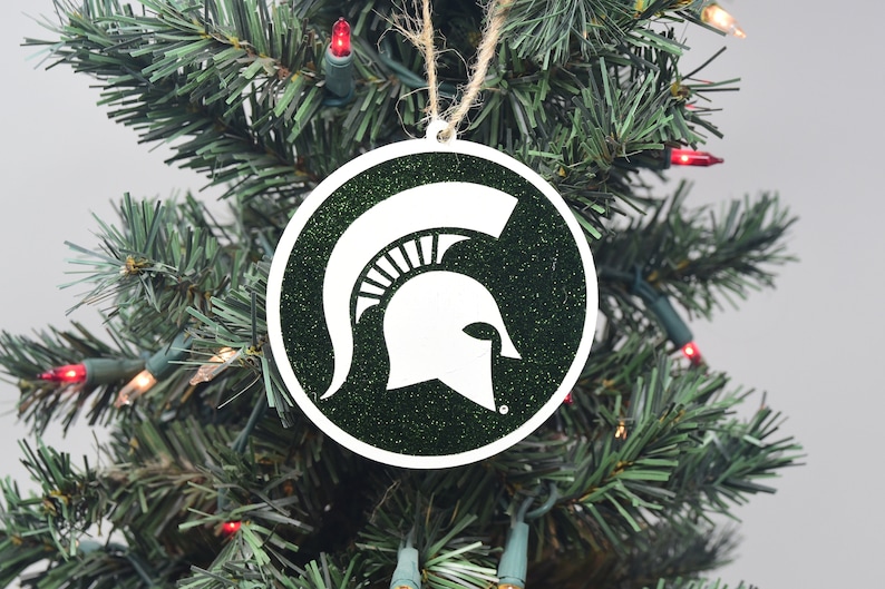 Michigan State University Ornament with Green Resin image 1