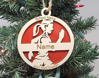 Girls Cross Country Running Personalized Ornament