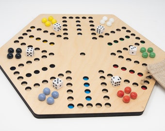 6 Player Wahoo Board Game including Marbles and Dice