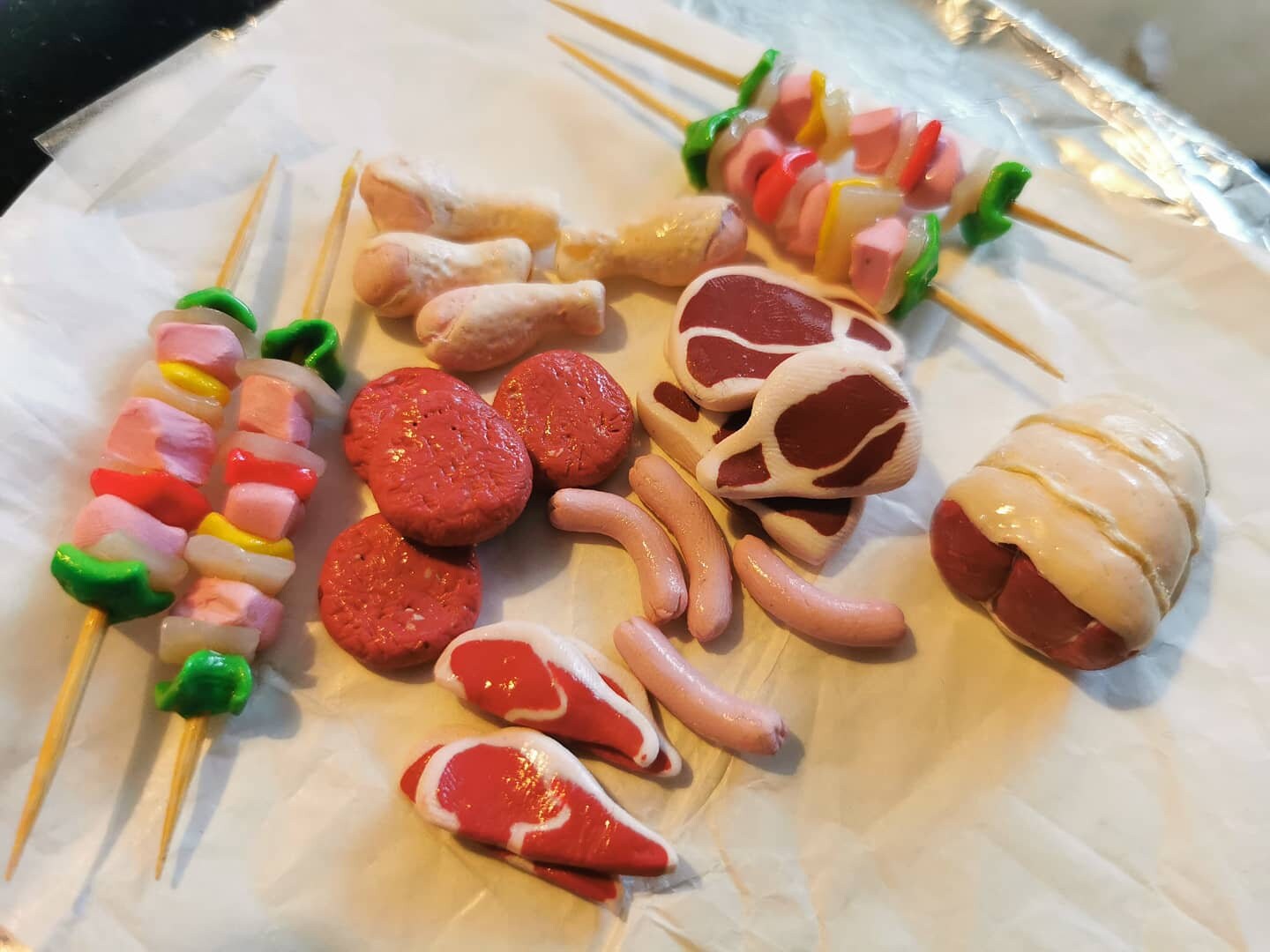 Miniature Clay Food. Bbq/raw meat Set. Joint sausages Etsy