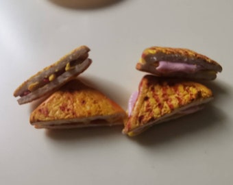 Miniature Clay Food. Toasted Sandwiches. Set of 2 or 4. See options. 1/6 scale 1:6 scale. Suitable for 11-12 inch dolls