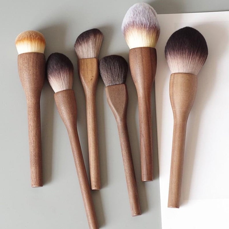 Wooden makeup brushes set Vegan brush set kit Soft and Etsy