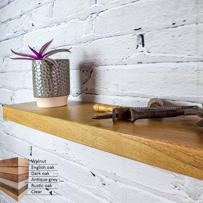 Solid Oak Floating Wall Shelf. Mantelpiece. Chunky 5 cm thick Etsy