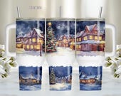 Christmas Town 40oz Tumbler PNG Design, Tumbler Wrap Sublimation File Design, Christmas Tumbler PNG File