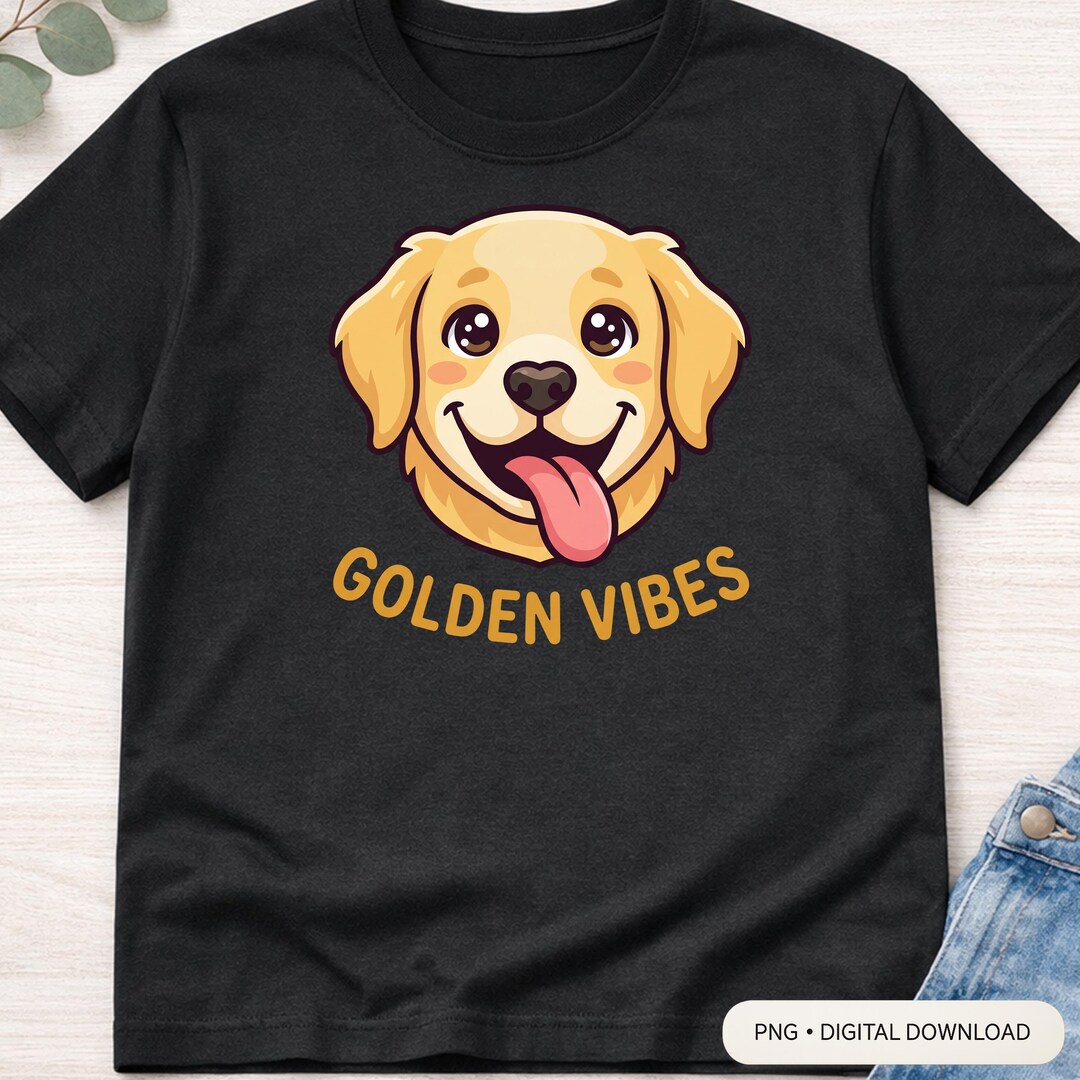 Cute Golden Retriever PNG | Golden Vibes Kawaii Dog Sublimation PNG ...
