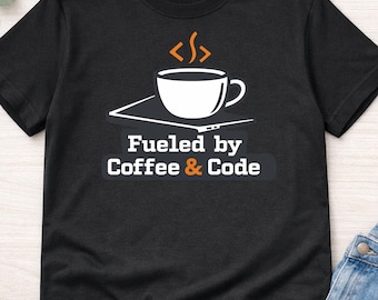 Fueled by Coffee and Code Sublimation PNG | Programmer Gift | Developer T-Shirt Design | Computer Science Digital Download | Tech Sticker