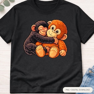 Punch The Monkey With Stuffed Monkey Hugging | Sublimation Design For T-Shirts, Mugs | Digital Download