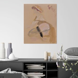Picture Big Nude Woman, Portrait Figure Original, Painting Acrylic