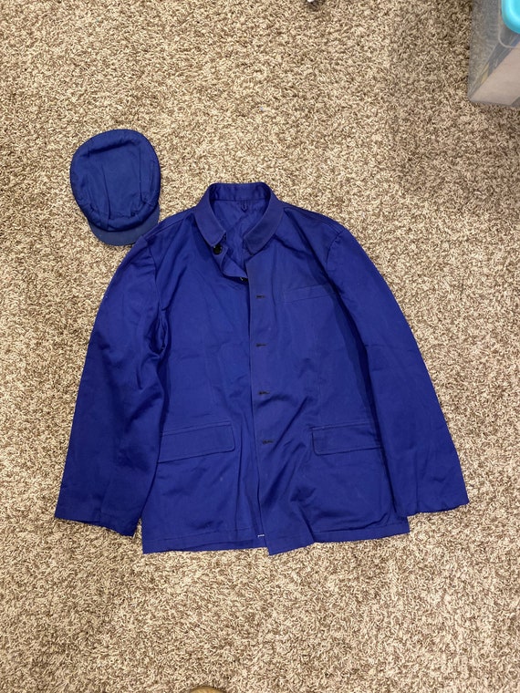 Authentic Vintage Chinese Blue Uniform Coat & Hat