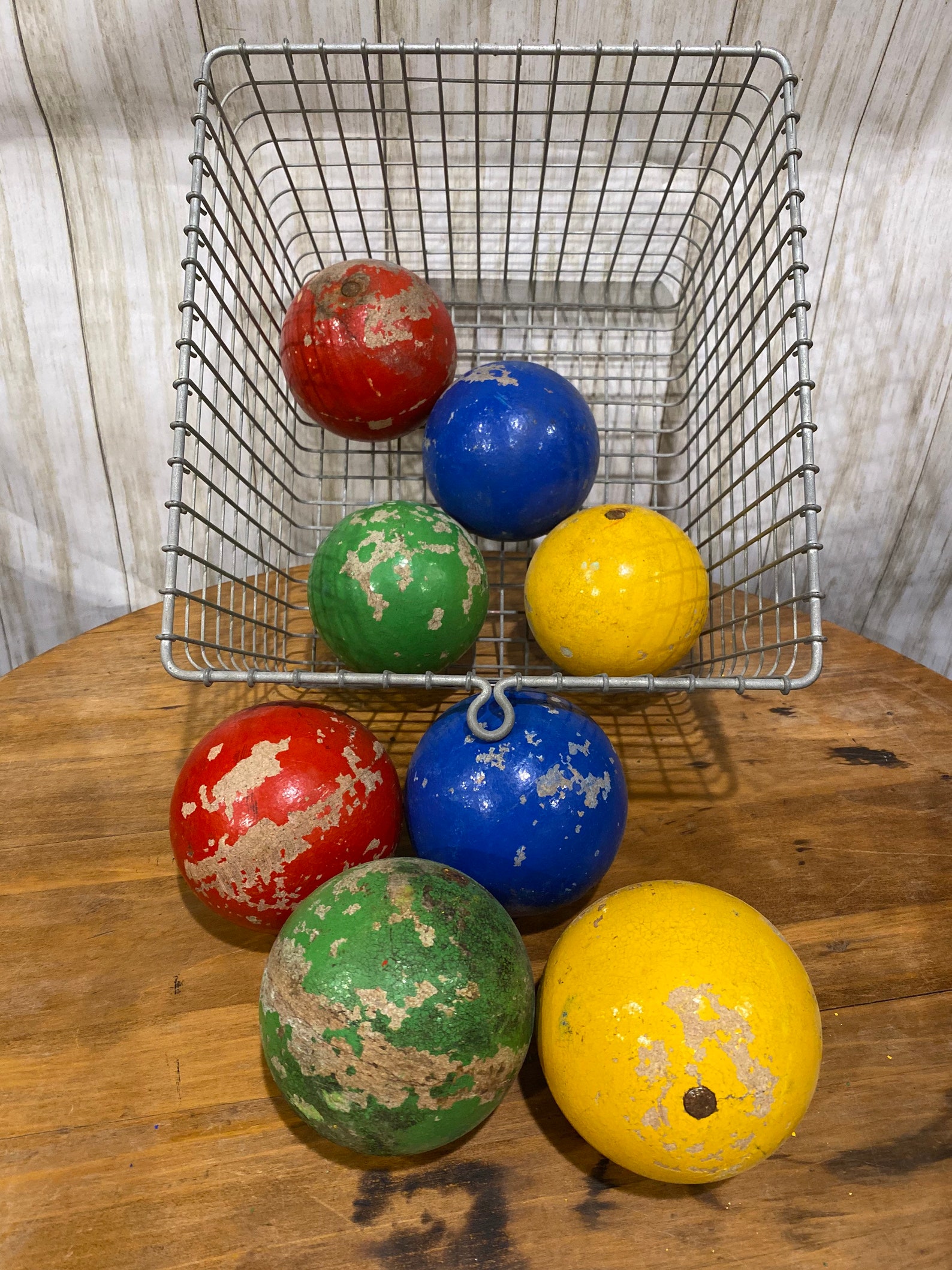 Vintage Bocce Ball set of 8 Etsy