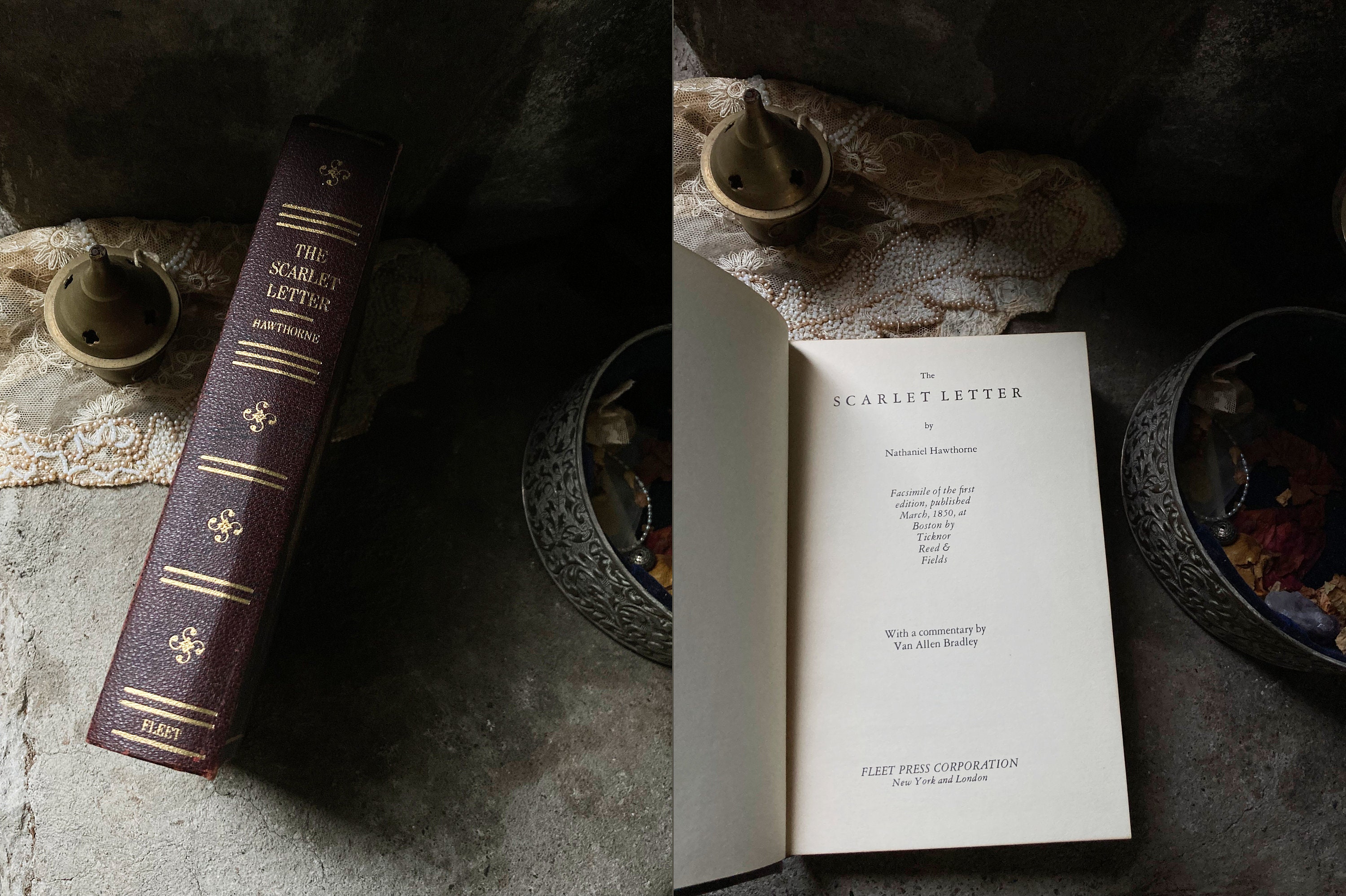 Rare Vintage Gilt Gold Ornate Cover, the Scarlet Letter, Nathaniel