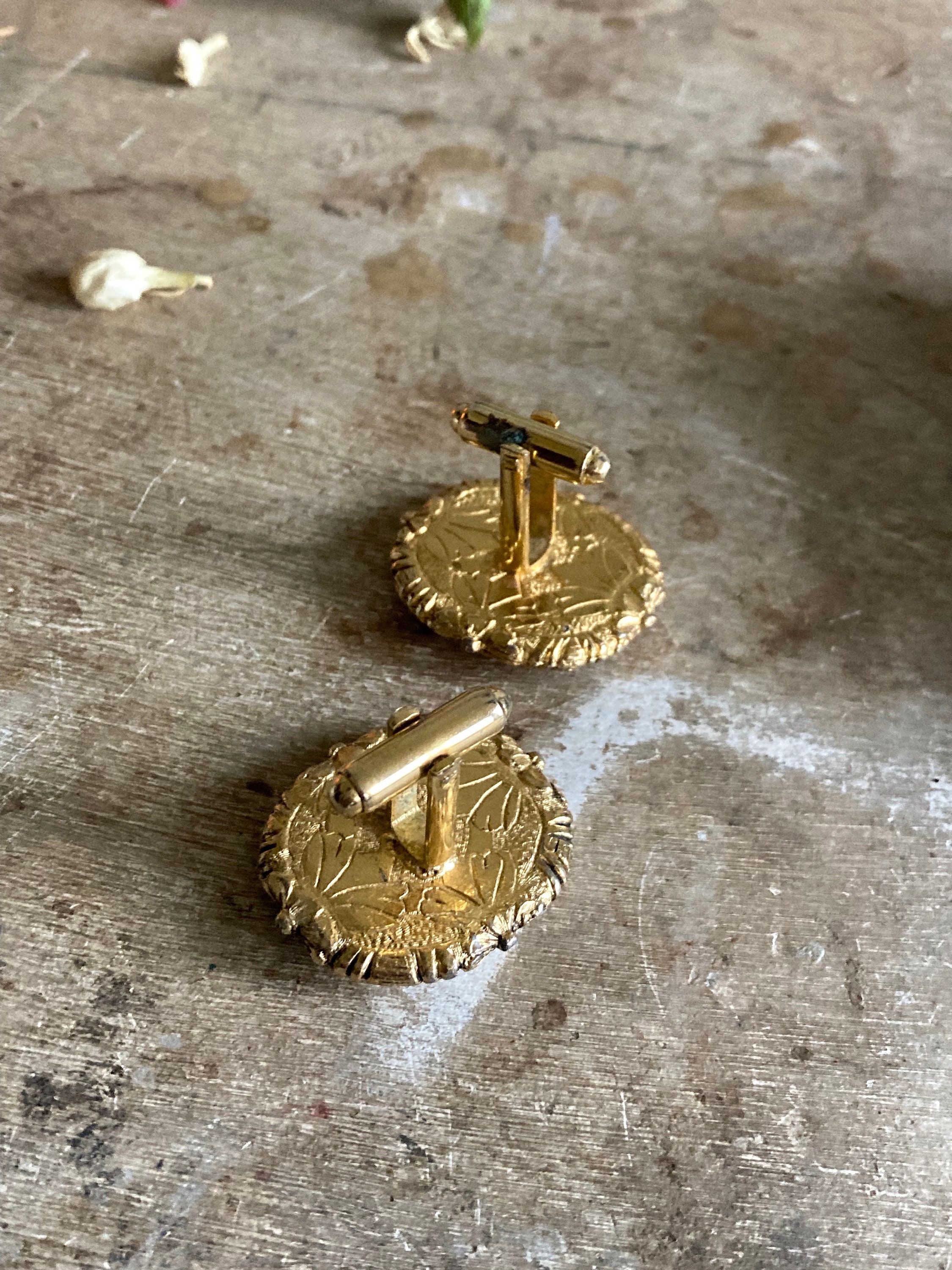 Paire De Boutons De Manchettes En Argent Sterling - Décor Pégase - Occasion Bon état