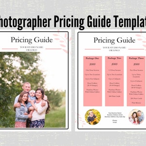 Photography Pricing Template, Family Pricing Guide, Photography Template, Photo Price Sheet, Price List Template