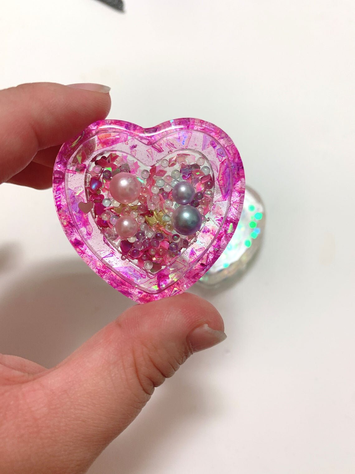 CUSTOMS OPEN Transparent with Glitter Heart Shaker Keychain Etsy