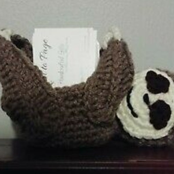 Pattern for Hand Crocheted Sloth Business Card/Plant/Trinket Holder