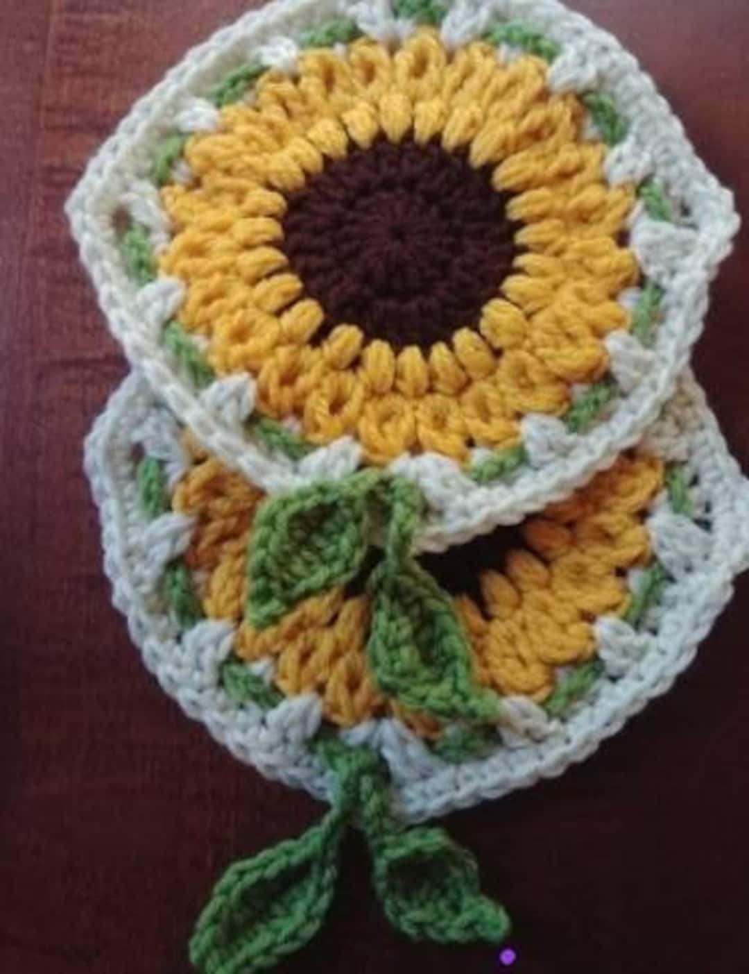 Crochet Gift Set Sunflower Pot Holders and Coasters Etsy