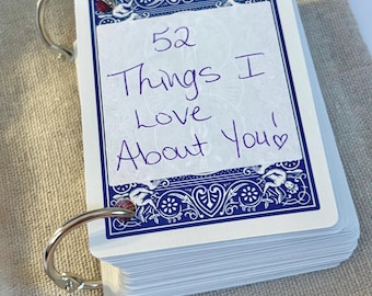 Personalized 52 Things I Love About You Card Book – Father’s Day, Anniversary Gift