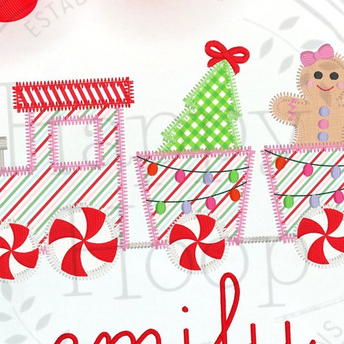 Christmas Train Zig Zag Applique Gingerbread Train Christmas Etsy