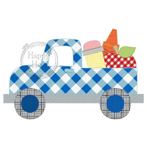 Back to School Truck Bean Stitch Applique, School Supplies Applique Embroidery, Apple and Pencil Applique, School Truck Bean Stitch