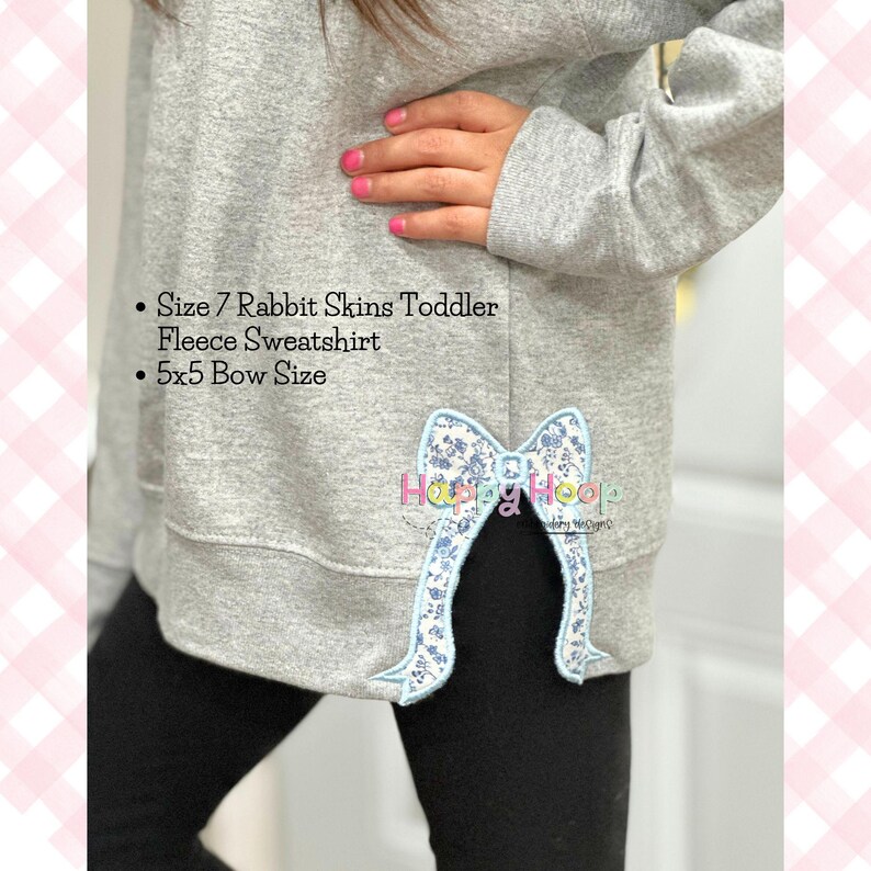 Side Bow Applique Design, Coquette Bow Embroidery, Girly Bow Design, Bow Applique, Heirloom Bow Applique Design, Side Seam Split Bow Design bild 2