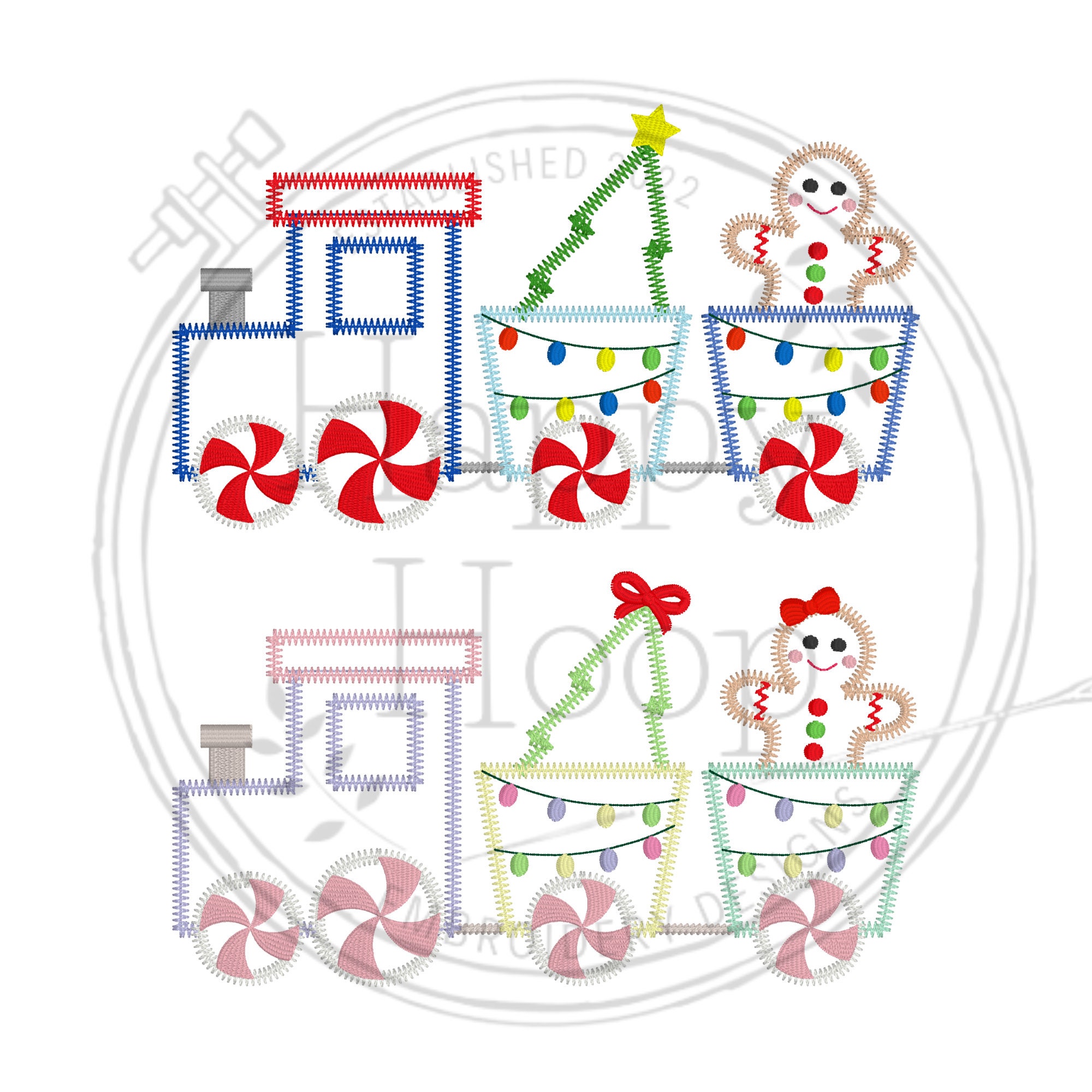 Christmas Train Zig Zag Applique Gingerbread Train Christmas Etsy