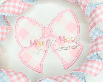 Satin Bow Applique Embroidery Design, Coquette Bow Embroidery, Girly Bow Design, Bow Applique, Satin Stitch Bow, Side Seam Split Bow Design