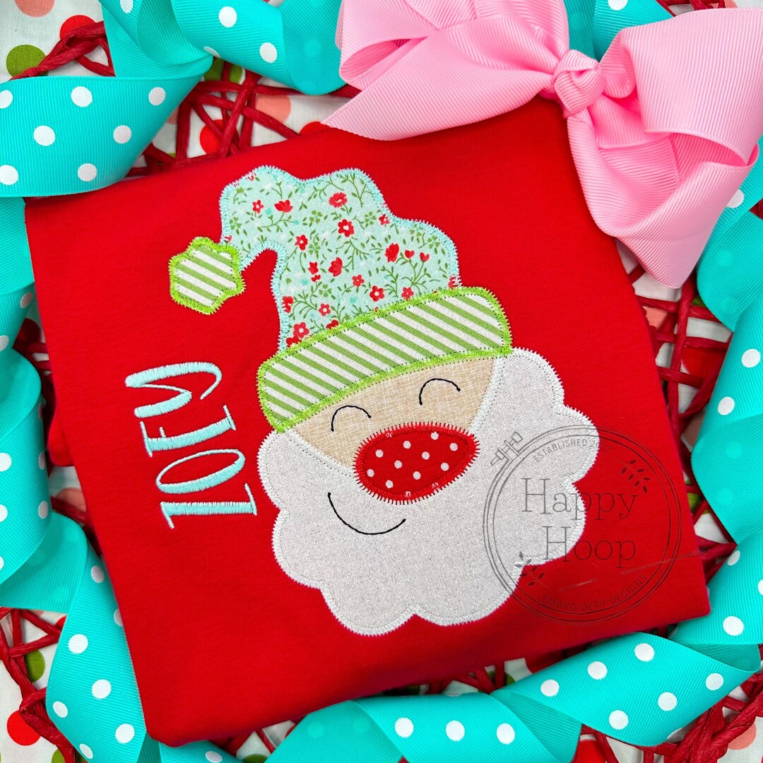 Whimsical Santa Zig Zag Applique, Whimsy Santa Claus Applique Design