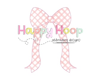 Long Bow Applique Design, Coquette Bow Embroidery, Girly Bow Design, Bow Applique, Heirloom Bow Applique Design, Side Seam Split Bow Design