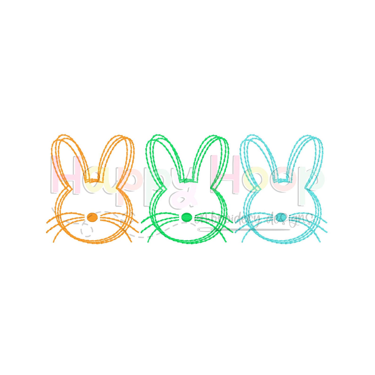 Scribble Bunny Trio Embroidery Design, Easter Bunny Trio Sketch Design ...