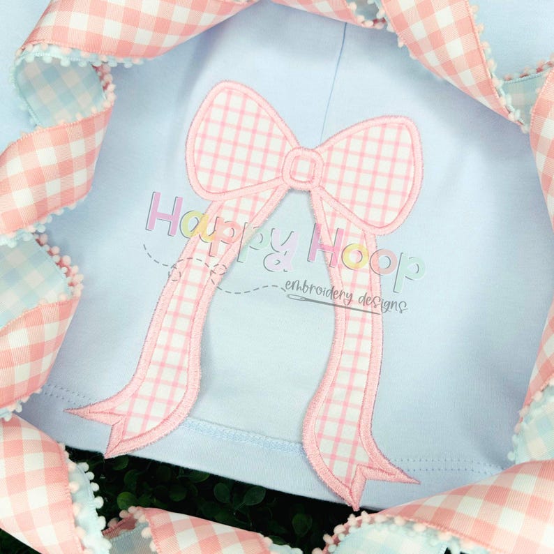 Side Bow Applique Design, Coquette Bow Embroidery, Girly Bow Design, Bow Applique, Heirloom Bow Applique Design, Side Seam Split Bow Design bild 3
