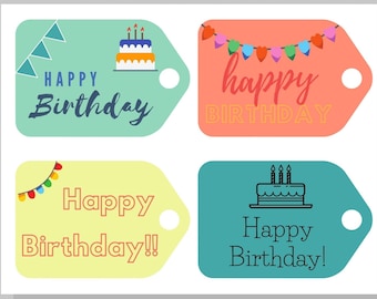 Birthday Tags Digital Download Printable Birthday Gift Tags, Gift Tags PDF, Birthday printables, Gift tag printables, Birthday Gift Tags