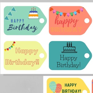 Birthday Tags Digital Download Printable Birthday Gift Tags Gift Tags