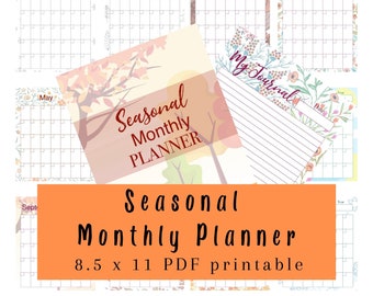 Undated Seasonal Calendar Printable, Season Themed Calendar, Seasonal Planner, Planner Printable, Planner PDF