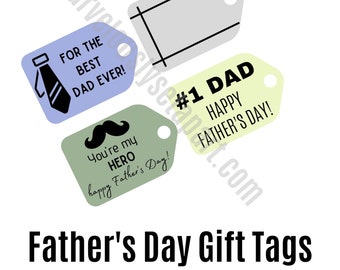 Father's Day Gift Tags, gift for dad, Father's Day gift tags, gift tags for Father's Day, Printable gift tags, PDF gift tags