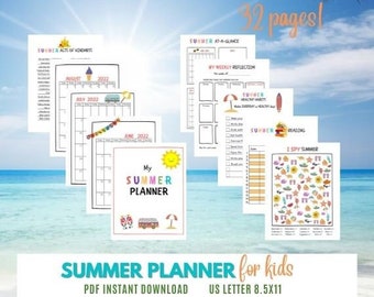 Summer Planner for Kids, Kids Summer Planner, Kids PDF Download, Summer Planner, Planner Download