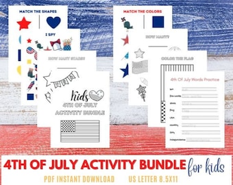 Independence Day Activity Bundle for Kids, Patriotic Activity Bundle, Kids Activities, Independence Day Coloring Pages, Kids Coloring Pages