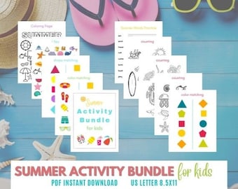 Summer Activity Bundle for Kids, Kids Summer Activity Bundle, Kids Activity Bundle, Summer Activities, Busy Pages, Kids Coloring Pages