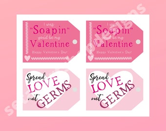 Valentine's Day gift tag for soap digital download, Printable